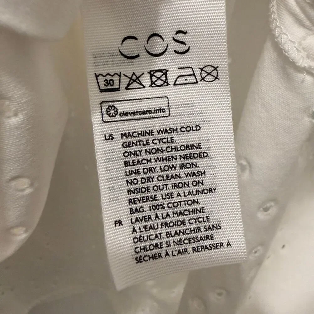 COS cotton dress with an eyelet design in White size XS